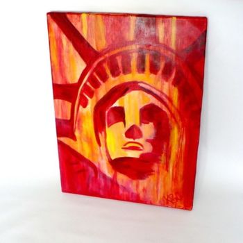 Painting titled "Crimson Liberty" by Kristine Stclair, Original Artwork, Oil