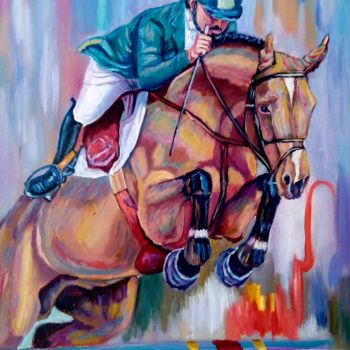 Schilderij getiteld "riding" door Kamal Alzghair, Origineel Kunstwerk, Olie