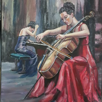 Painting titled "A dialogue between…" by Kamal Alzghair, Original Artwork, Oil