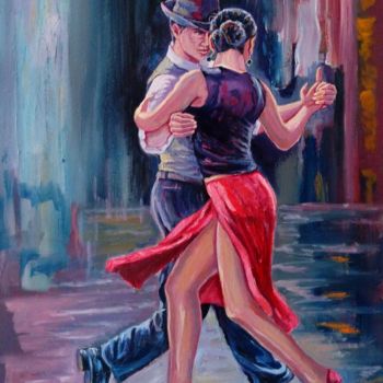 Schilderij getiteld "Tango" door Kamal Alzghair, Origineel Kunstwerk, Olie