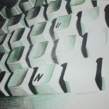 Malarstwo zatytułowany „Computer Keys R-U-N” autorstwa Kristen Ettensohn, Oryginalna praca