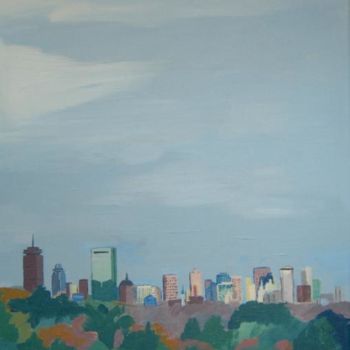 Malarstwo zatytułowany „Boston Skyline From…” autorstwa Kristen Ettensohn, Oryginalna praca
