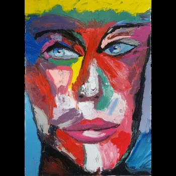 Картина под названием "Лицо 701" - Alexandra Knabengof, Подлинное произведение искусства, Масло Установлен на Деревянная рам…