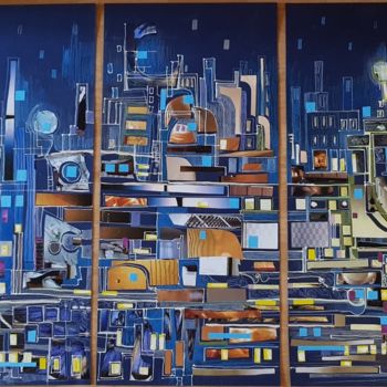 Painting titled "City" by Knkush Yesoyan, Original Artwork, Other