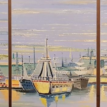 Painting titled "Port" by Knkush Yesoyan, Original Artwork, Oil