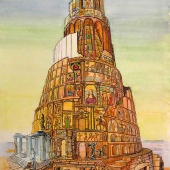Картина под названием "Метафизическая башн…" - Владимир Горбачев, Подлинное произведение искусства, Масло