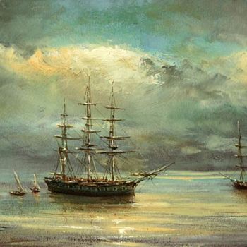 Painting titled "Sea view" by Aleksandr Kochubei, Original Artwork