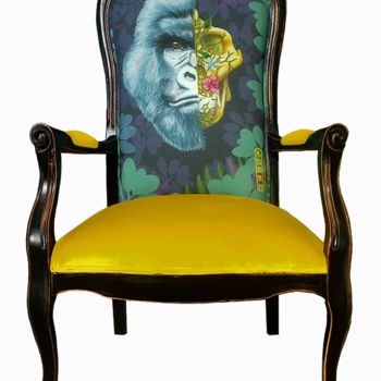 Art textile intitulée "Mountain Gorilla" par Kodan, Œuvre d'art originale, Sérigraphie