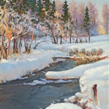 Peinture intitulée "Зимний пейзаж..." par Denis Konotop, Œuvre d'art originale, Huile