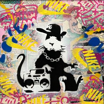 Painting titled "Banksy’s Ghetto Rat…" by Koen Betjes, Original Artwork, Acrylic