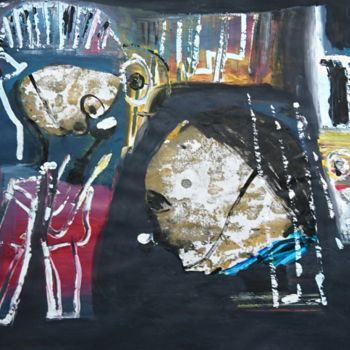 Pintura intitulada "Sous les feux" por Apollinaire Gbeteglo, Obras de arte originais, Acrílico