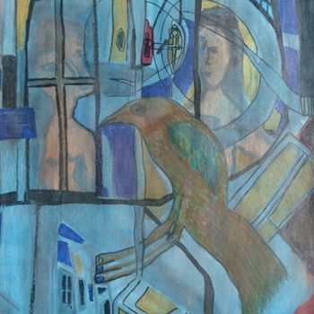 Pittura intitolato "Le visiteur" da Apollinaire Gbeteglo, Opera d'arte originale, Acrilico