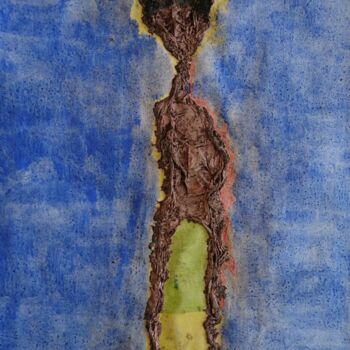 Malerei mit dem Titel "Burning man" von Apollinaire Gbeteglo, Original-Kunstwerk, Pigmente