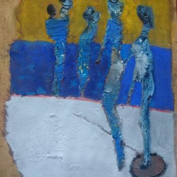 Painting titled "Migration" by Apollinaire Gbeteglo, Original Artwork, Pigments