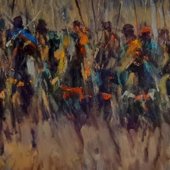 Painting titled "Nomadic Raiders" by Kofi Nduro, Original Artwork, Acrylic