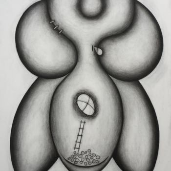 Dibujo titulada "Masculine Grip (her…" por Kerry O. Furlani, Obra de arte original, Carbón