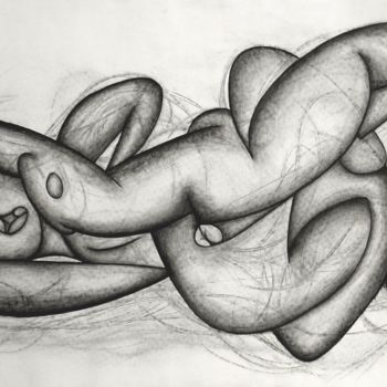 Drawing titled "The Kiss" by Kerry O. Furlani, Original Artwork, Charcoal