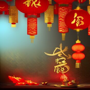 Arts numériques intitulée "Nouvel an chinois" par Aurélia Yvinec, Œuvre d'art originale, Image générée par l'IA
