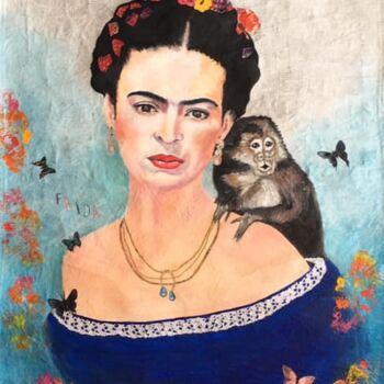 Pintura intitulada "Frida Kahlo y sus f…" por Koki, Obras de arte originais, Acrílico