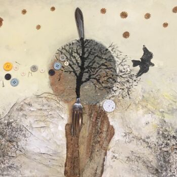 Pittura intitolato "Arbre 2" da Koki, Opera d'arte originale, Collages