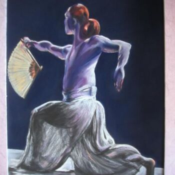 Malerei mit dem Titel "danseur à l'éventail" von Koki, Original-Kunstwerk