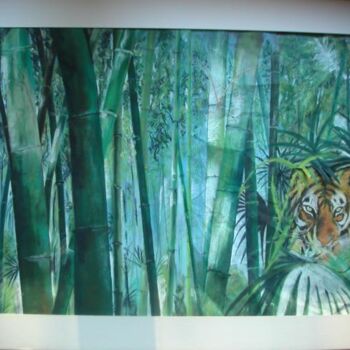 Peinture intitulée "asia jungle avec in…" par Koki, Œuvre d'art originale