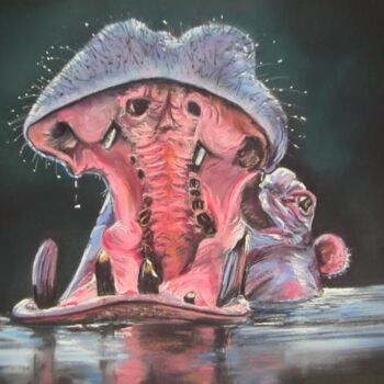 Dessin intitulée "Hippopotame" par Koki, Œuvre d'art originale, Autre
