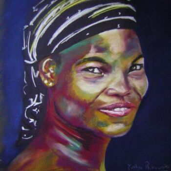 Painting titled "Jeune femme Africai…" by Koki, Original Artwork
