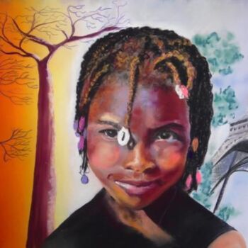Ζωγραφική με τίτλο "Afrique dans mon co…" από Koki, Αυθεντικά έργα τέχνης, Χρωστικές ουσίες