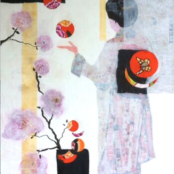 Malerei mit dem Titel "Maiko au jardin" von Koki, Original-Kunstwerk