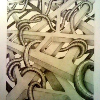 Drawing titled ""invasion"" by Serge Coletti, Original Artwork, Graphite