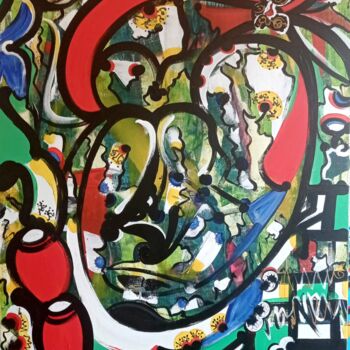 Peinture intitulée "La Passion du coeur…" par Kokou Senavon, Œuvre d'art originale, Acrylique Monté sur Châssis en bois