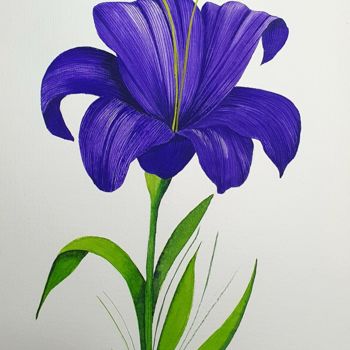 Pintura titulada "flor violeta" por Irene Pestana Eliche, Obra de arte original, Acuarela