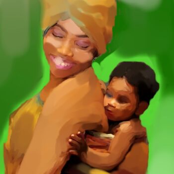 Digital Arts titled "Mother and child" by Kola Olatayo Opakunle, Original Artwork, 2D Digital Work