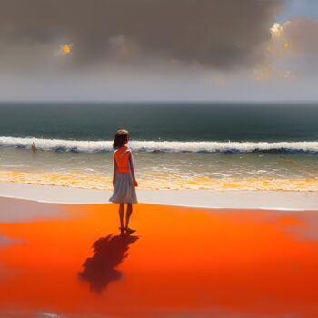 Pittura intitolato "Girl on the beach" da Kolective Art, Opera d'arte originale, Acrilico