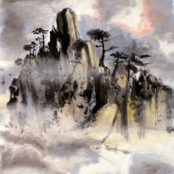 제목이 "Mountain landscape."인 미술작품 Alla로, 원작, 잉크