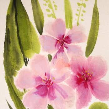 Peinture intitulée "Flowers. Chinese art" par Alla, Œuvre d'art originale