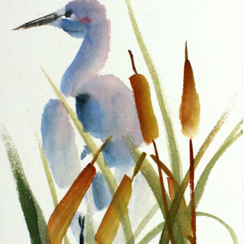 Painting titled "Heron. Chinese art" by Alla, Original Artwork