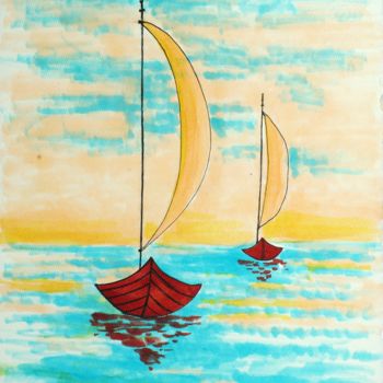 Peinture intitulée "Seascape, makker" par Alla, Œuvre d'art originale