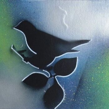 Malarstwo zatytułowany „Bird  - 10x30 cm #A…” autorstwa Kolir, Oryginalna praca, Farba w spray'u