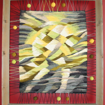 Textile Art με τίτλο "Рождение планеты" από Татьяна Колобова, Αυθεντικά έργα τέχνης, Ταπισερί Τοποθετήθηκε στο Ξύλινο φορείο…