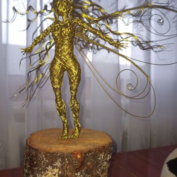 Sculpture titled "wire fairy #4" by Kolobrawen, Original Artwork, Metals