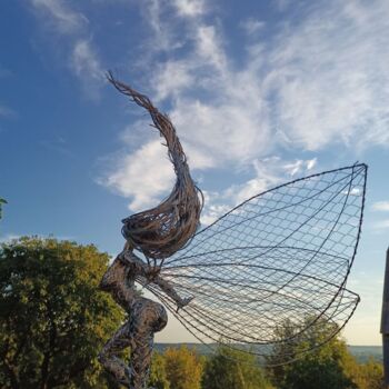 Sculpture titled "wire fairy #6" by Kolobrawen, Original Artwork, Stainless Steel