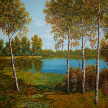 Pittura intitolato "Sunny Autumn Day" da Viktoriya Kolomiychuk, Opera d'arte originale, Olio