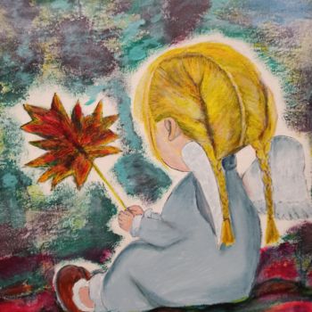 Painting titled "Angel for good luck" by Angela Antonova, Original Artwork, Acrylic