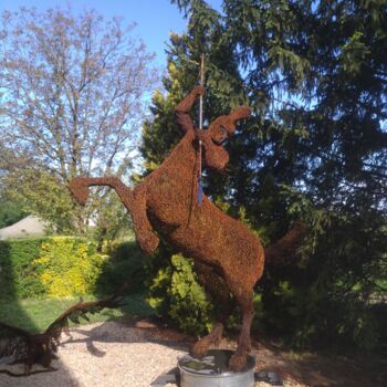 Sculpture titled "Centaur Warrior exc…" by Komaromi Laszlo, Original Artwork, Metals Mounted on Metal