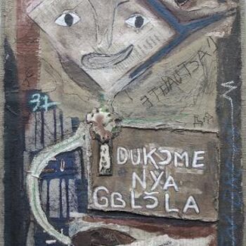 Pintura intitulada "doukome gna gblola…" por Komlan Adoukpo, Obras de arte originais