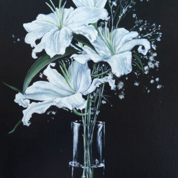 Картина под названием "Белые лилии" - Nadezhda Knyazeva, Подлинное произведение искусства, Масло