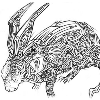 Drawing titled "кролик" by Konstantin Gruznev, Original Artwork, Ballpoint pen