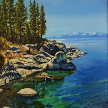 Painting titled "Northern landscape" by Konstantin Gusev, Original Artwork, Oil Mounted on Cardboard
